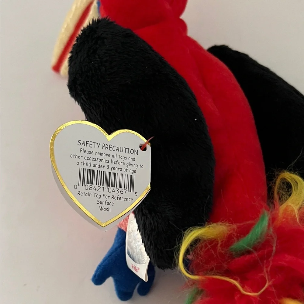 Ty Vibrant Red and Black Toucan Bird Toy